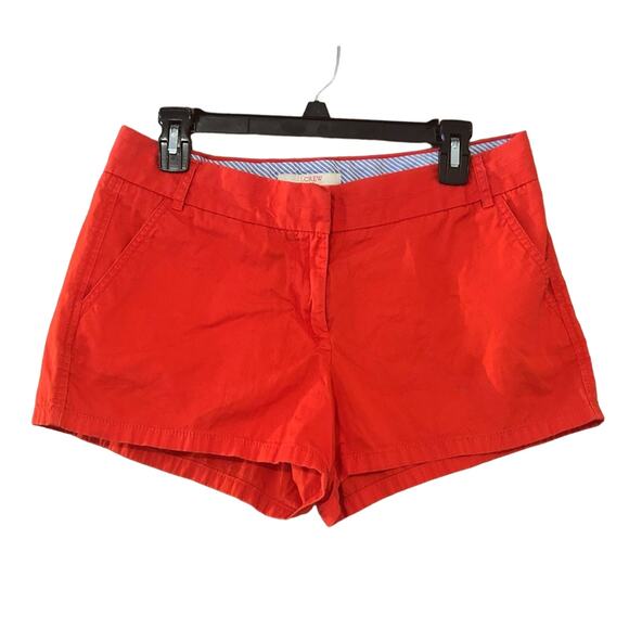 J. Crew red orange 100% cotton chino shorts broken in size 10 summer July 4th - Picture 1 of 4